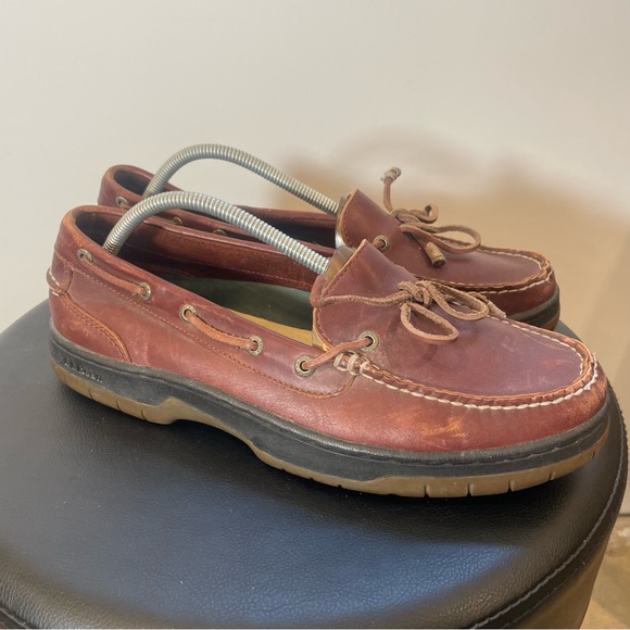 LL Bean Camp Moc Handsewn Moccasins Boat Shoe Leather 05455 Mens Size 11 Brown - Picture 3 of 9